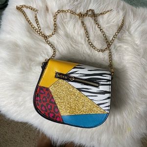 Multi colored crossbody purse